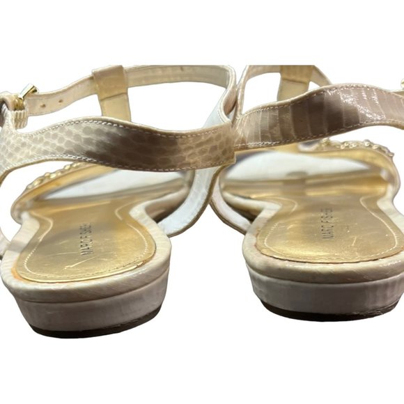 Marc Fisher Sandals Womens 9M Padalis Gold Chain T-strap Resort Wedding - Picture 8 of 12